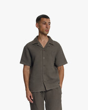 Croyez Initial Waffle Shirt | Washed Brown
