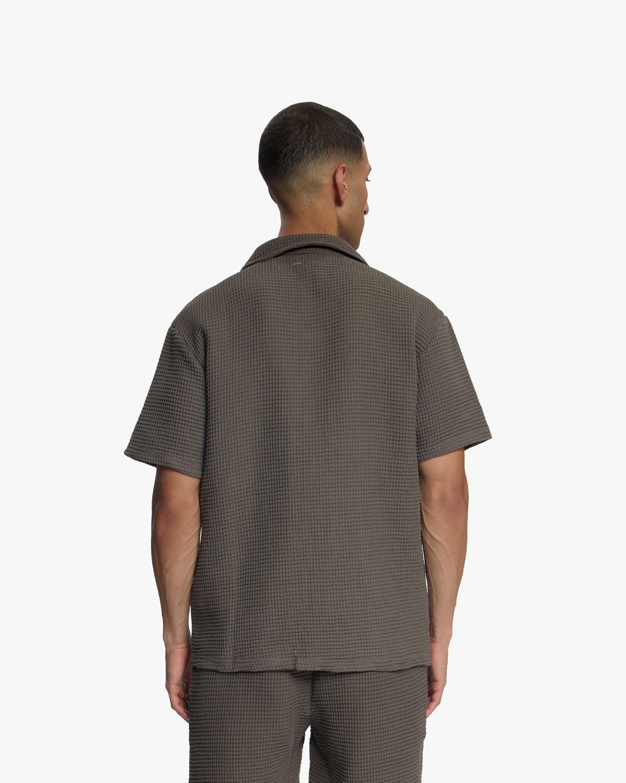 Croyez Initial Waffle Shirt | Washed Brown