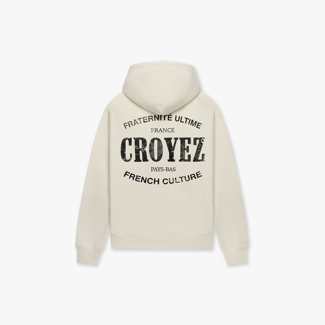 CROYEZ DAMAGED STAMP ZIP HOODIE | OFF-WHITE