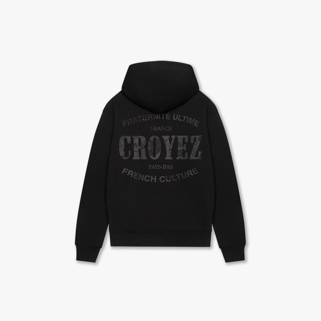 CROYEZ DAMAGED STAMP ZIP HOODIE | BLACK