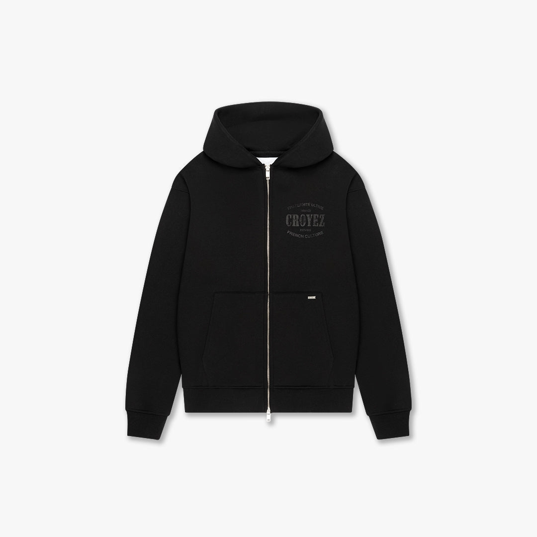  CROYEZ DAMAGED STAMP ZIP HOODIE | BLACK