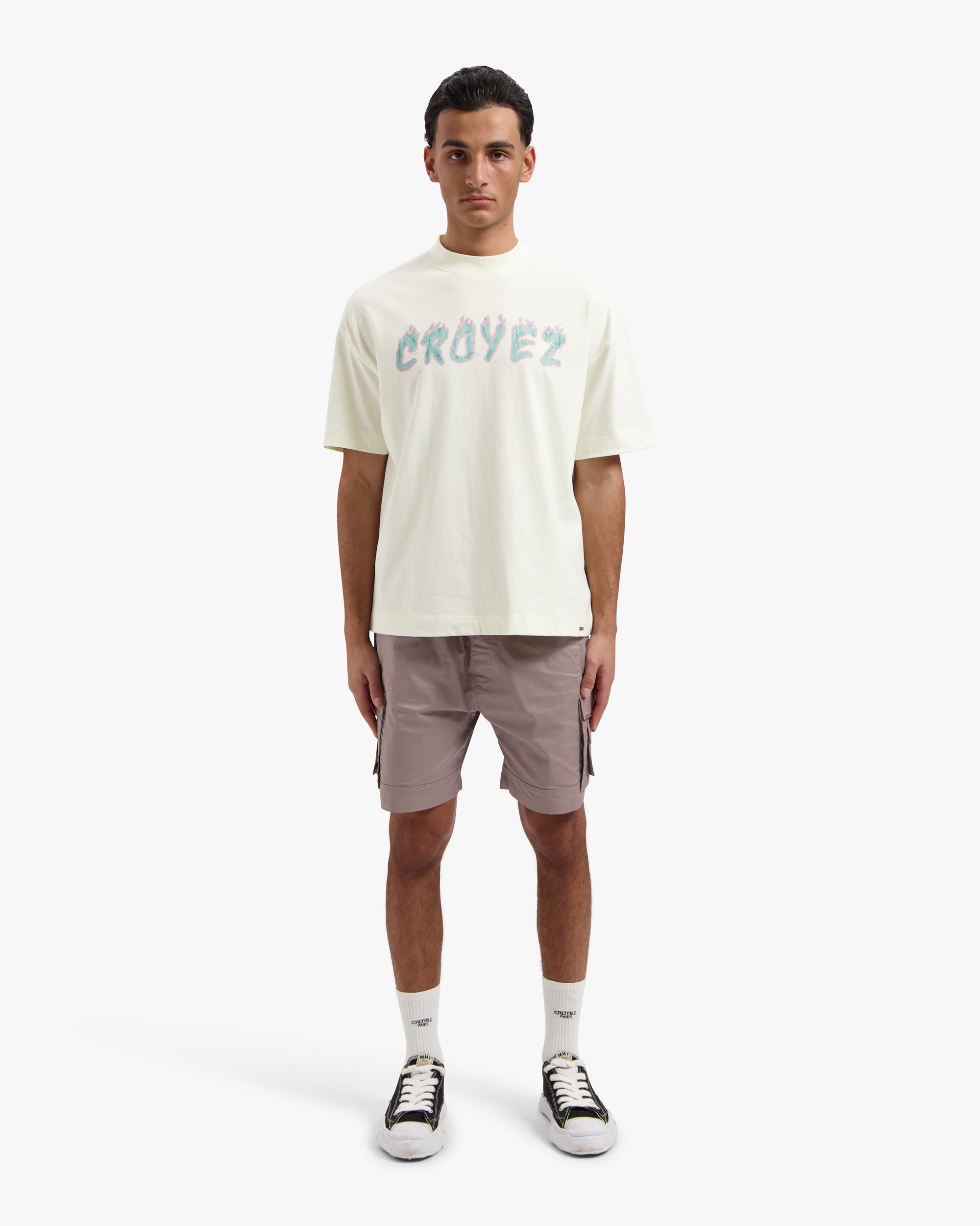 CROYEZ BURNING LOGO T-SHIRT | BUTTERCREAM/PINK