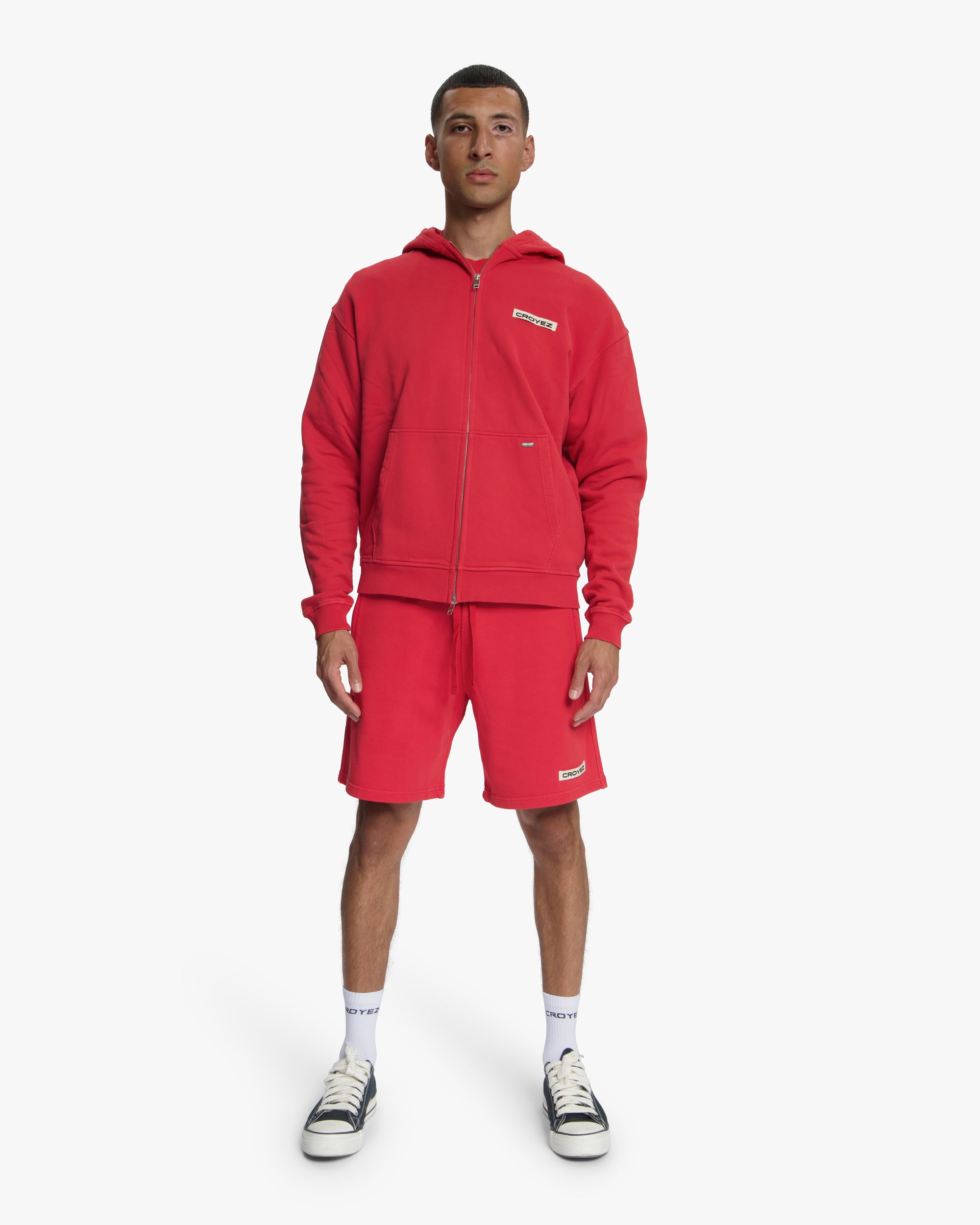 Croyez Etiquette Zip Hoodie | Red