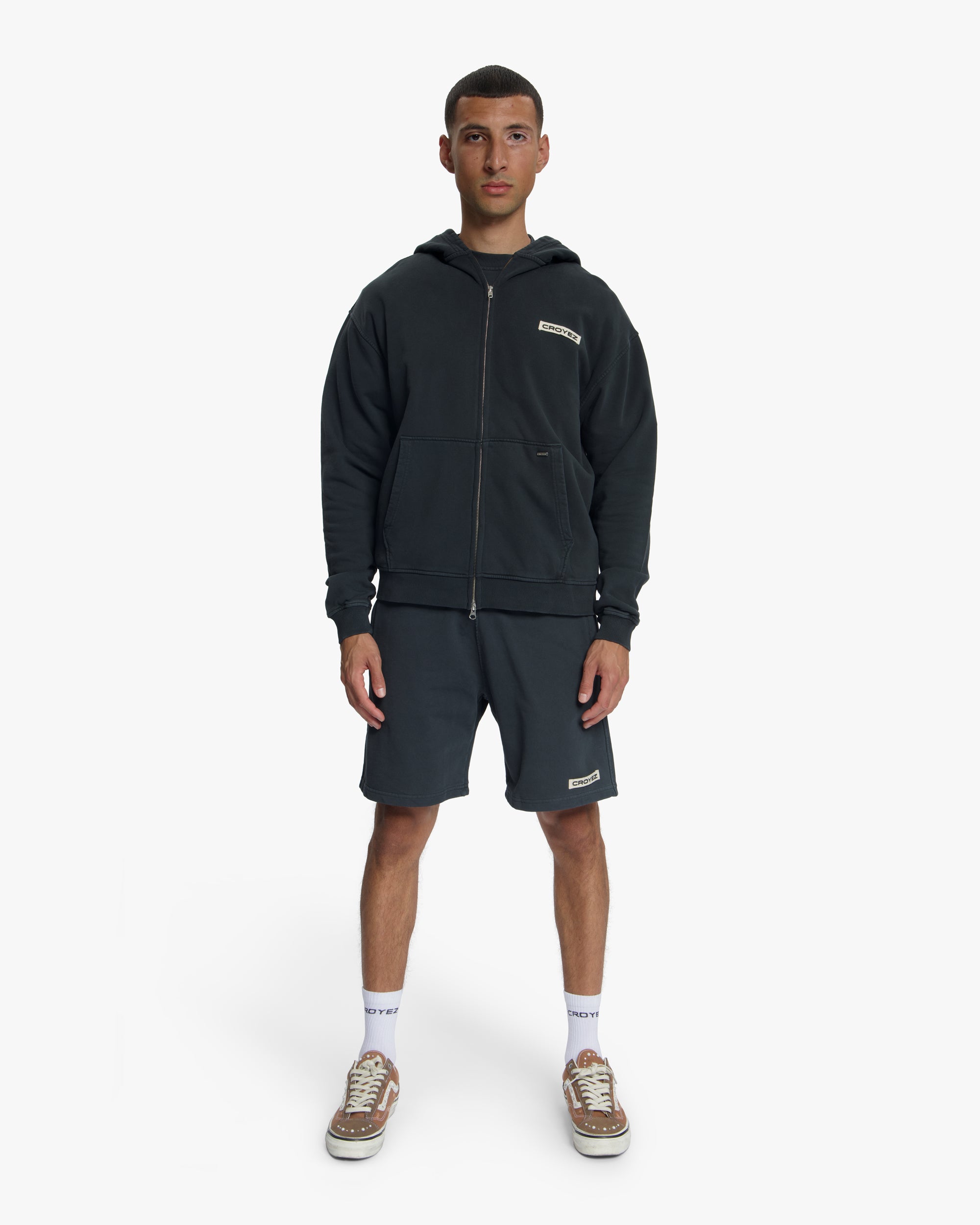 Croyez Etiquette Zip Hoodie | Vintage Black