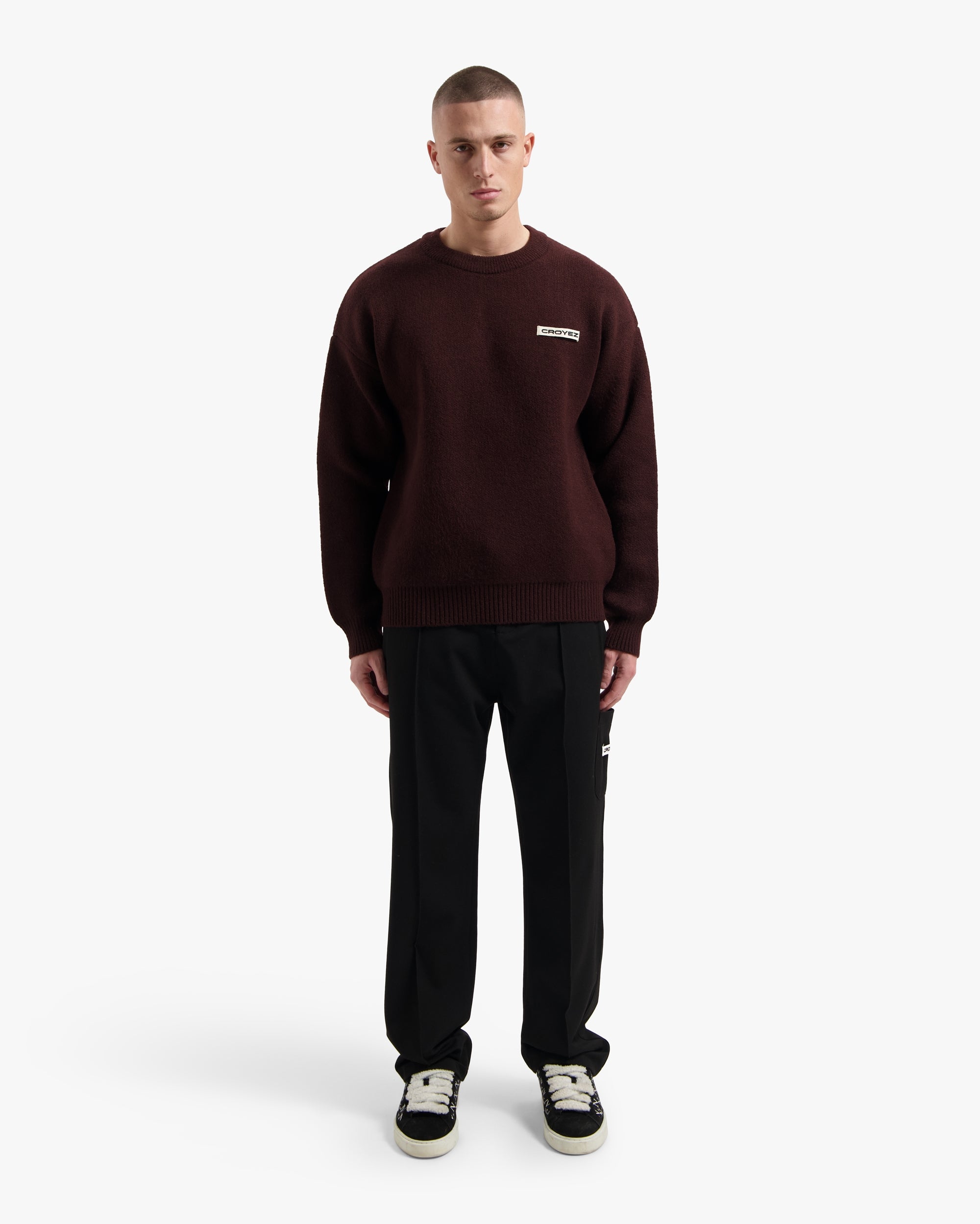 Croyez Etiquette Knit Sweater | Burgundy