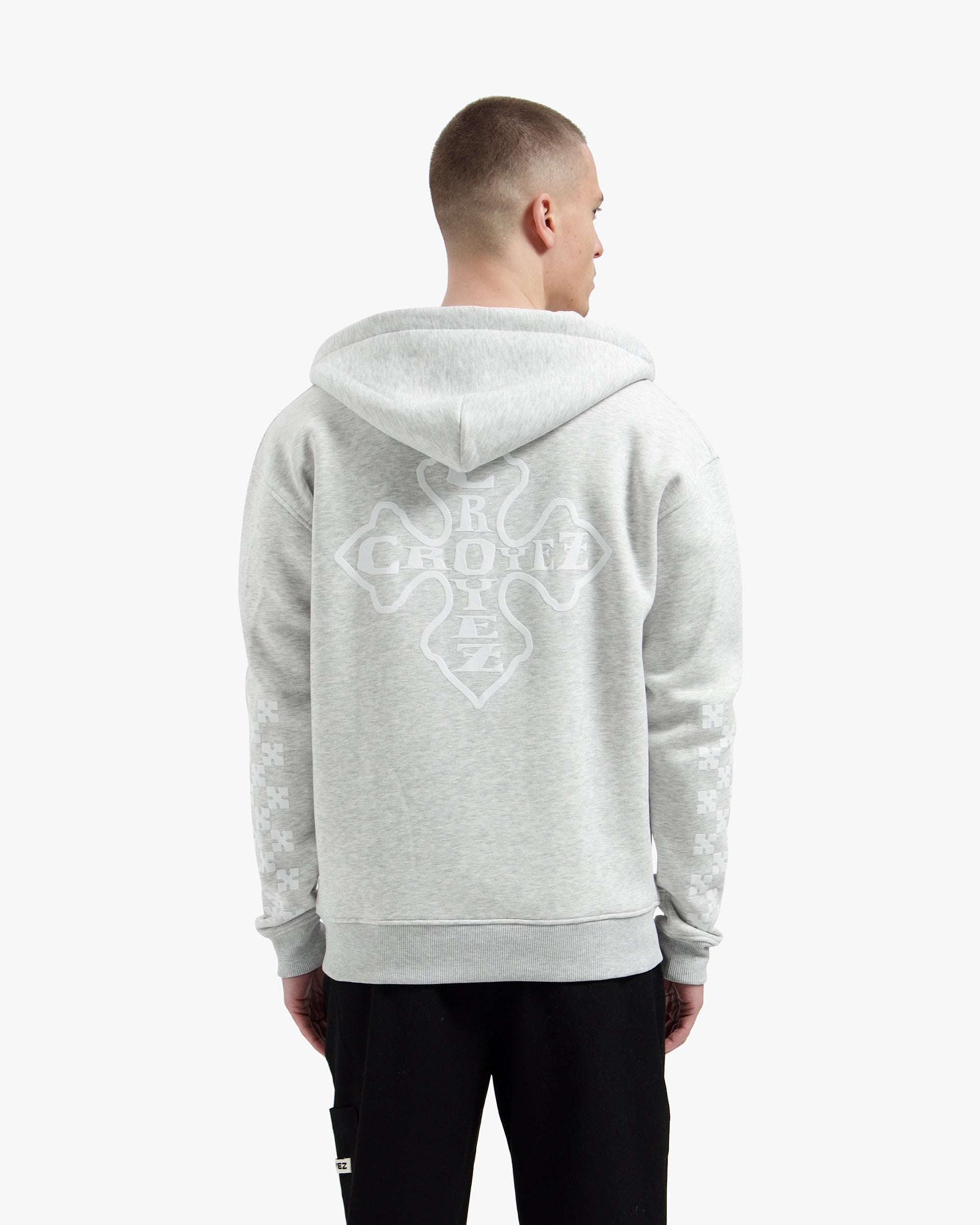 Croyez Cross Zip Hoodie | Grey Melange