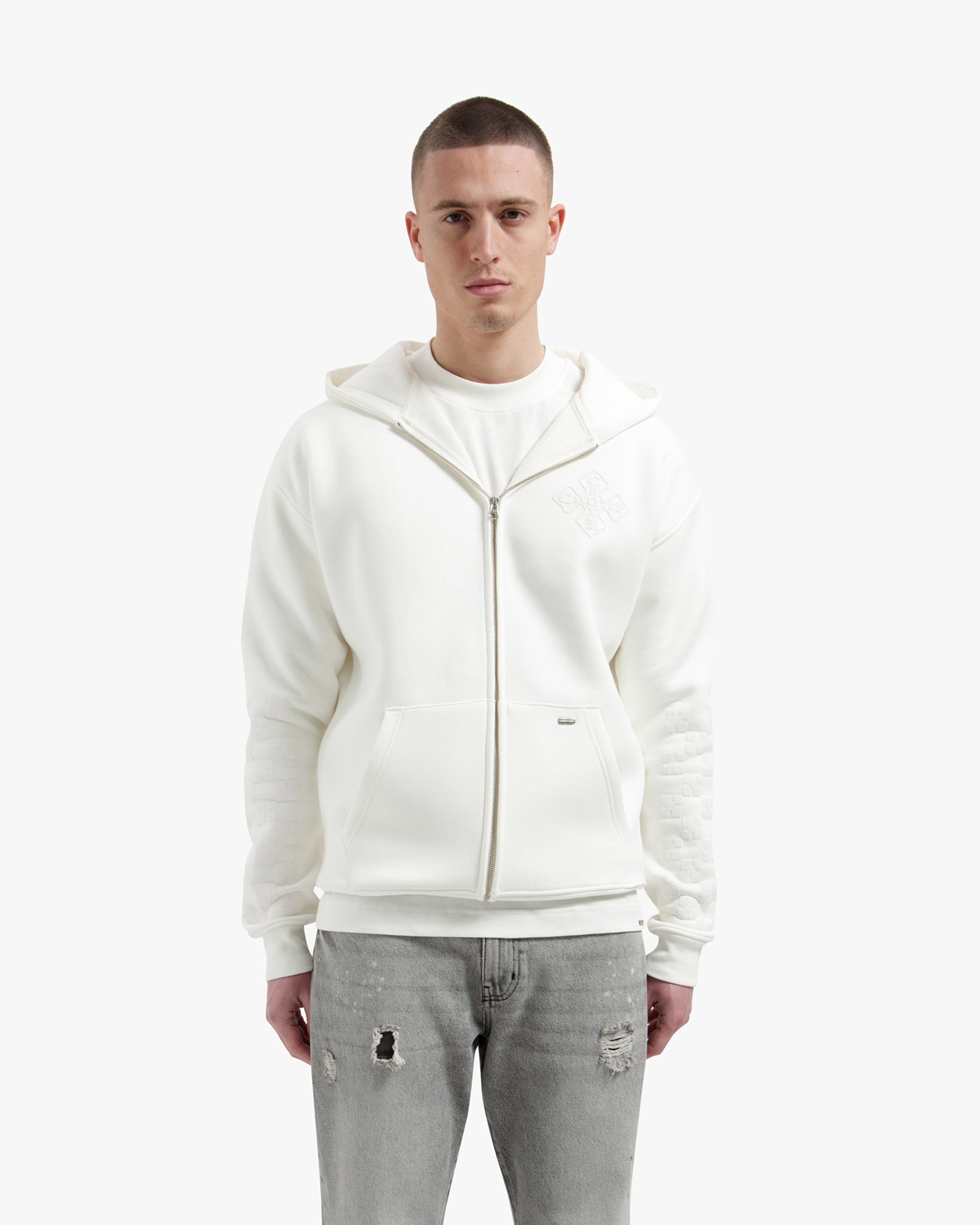 Croyez Cross Zip Hoodie | Off-White