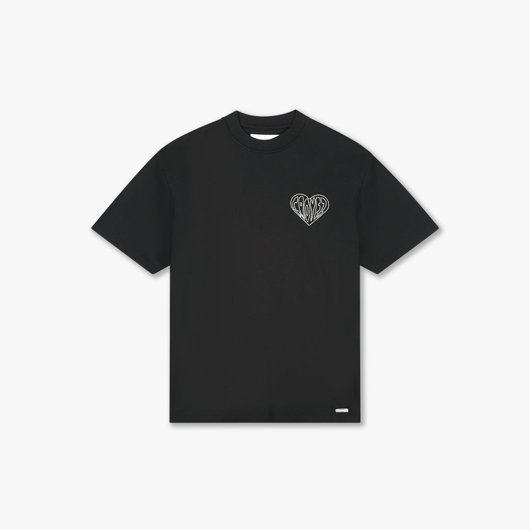  Croyez Stitched Heart T-Shirt | Vintage Black