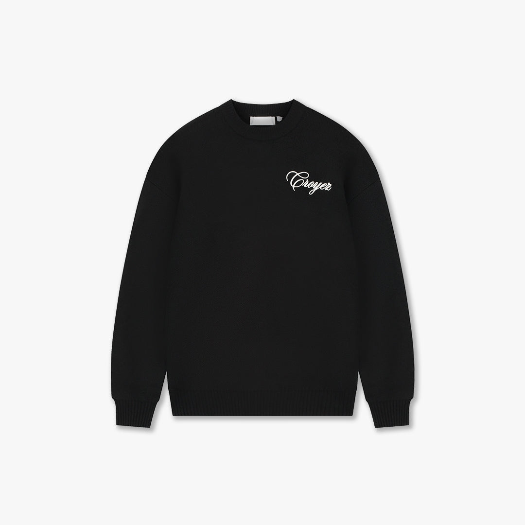  Croyez Script Knit Sweater | Vintage Black