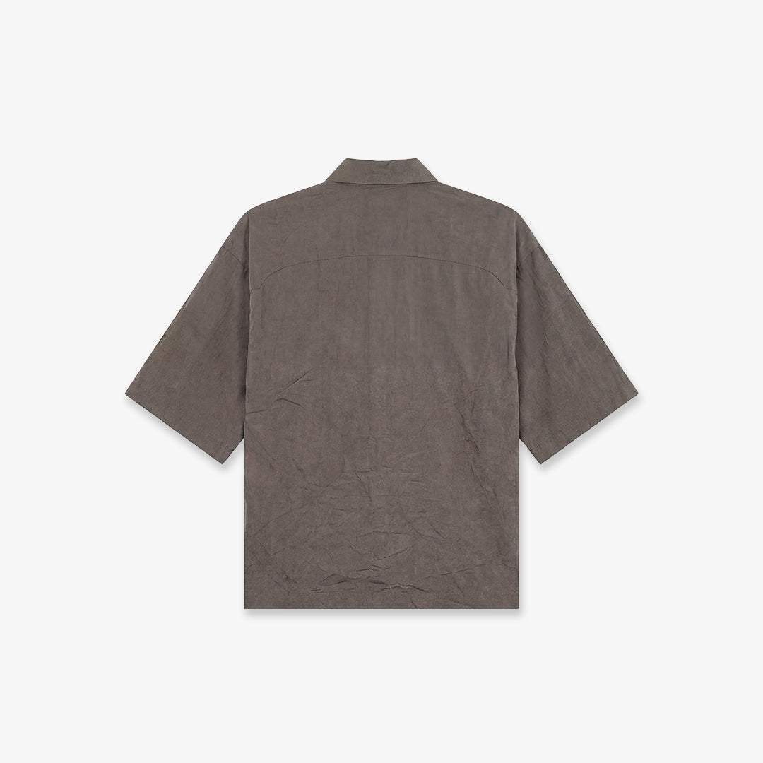 Croyez Crinkle Patch Shirt | Washed Brown