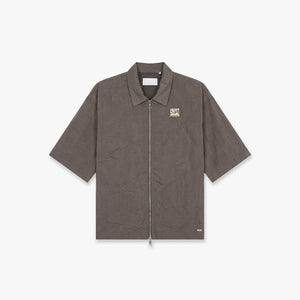 Croyez Crinkle Patch Shirt | Washed Brown