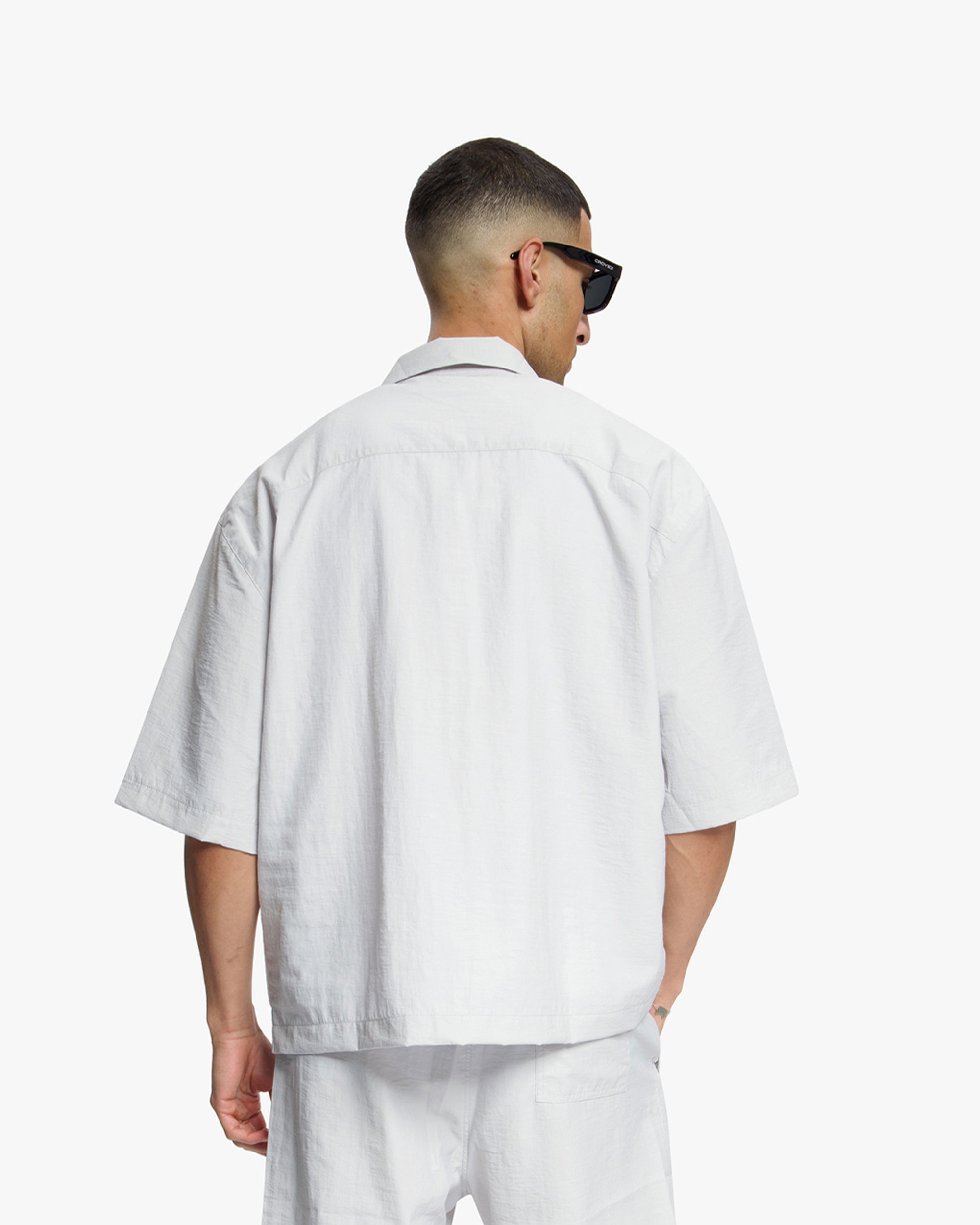 Croyez Crinkle Patch Shirt | Light Grey