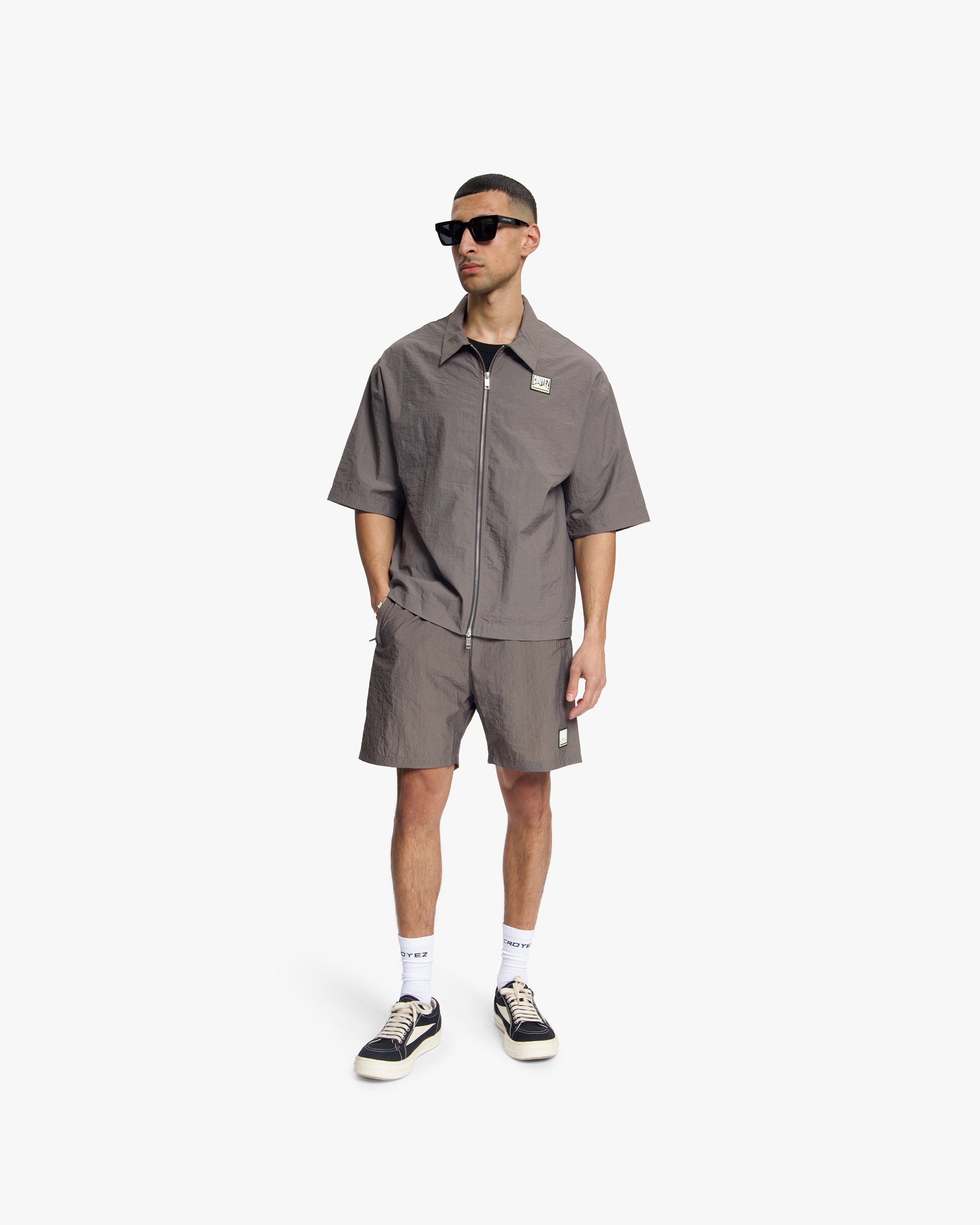 Croyez Crinkle Patch Shirt | Washed Brown