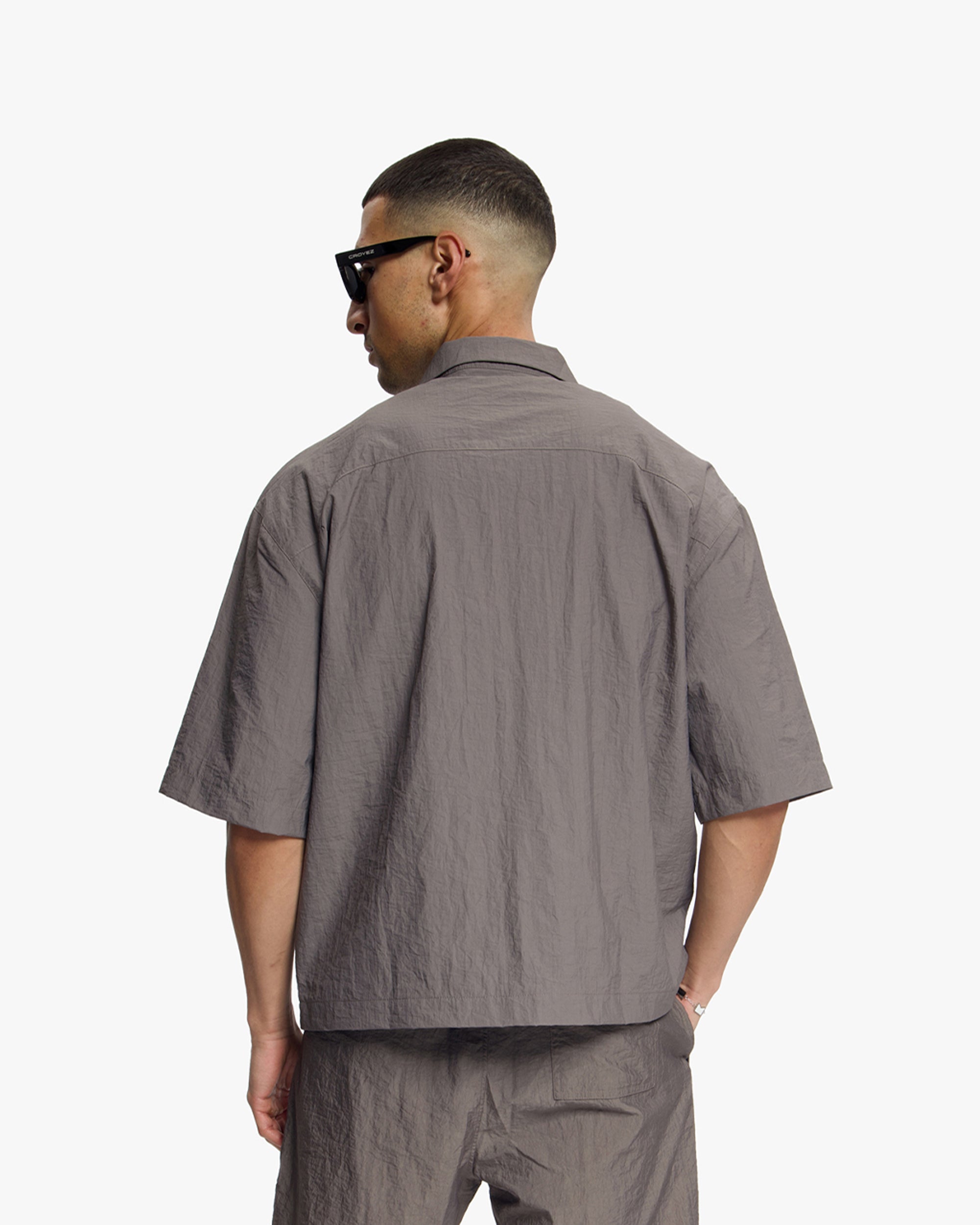 Croyez Crinkle Patch Shirt | Washed Brown