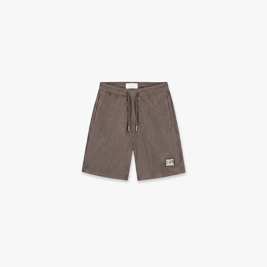  Croyez Crinkle Patch Shorts | Washed Brown