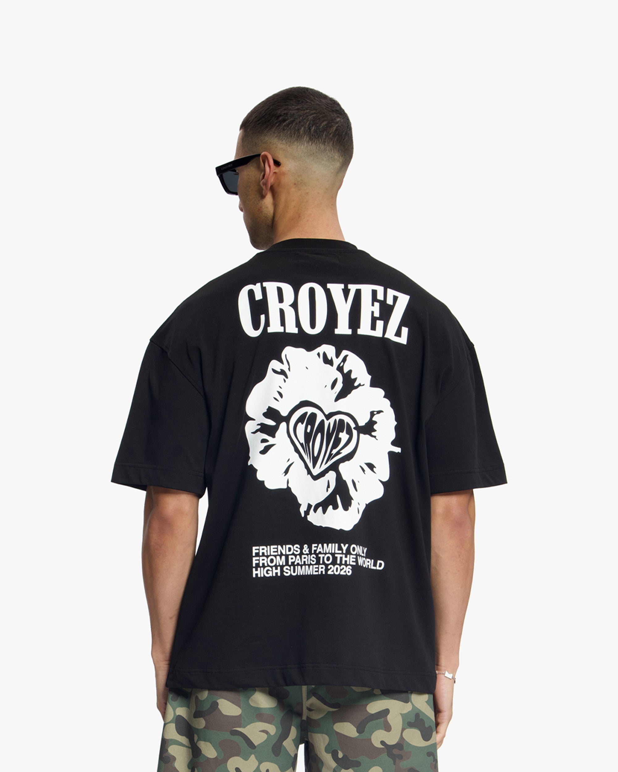 Croyez Flower And Heart T-Shirt | Black