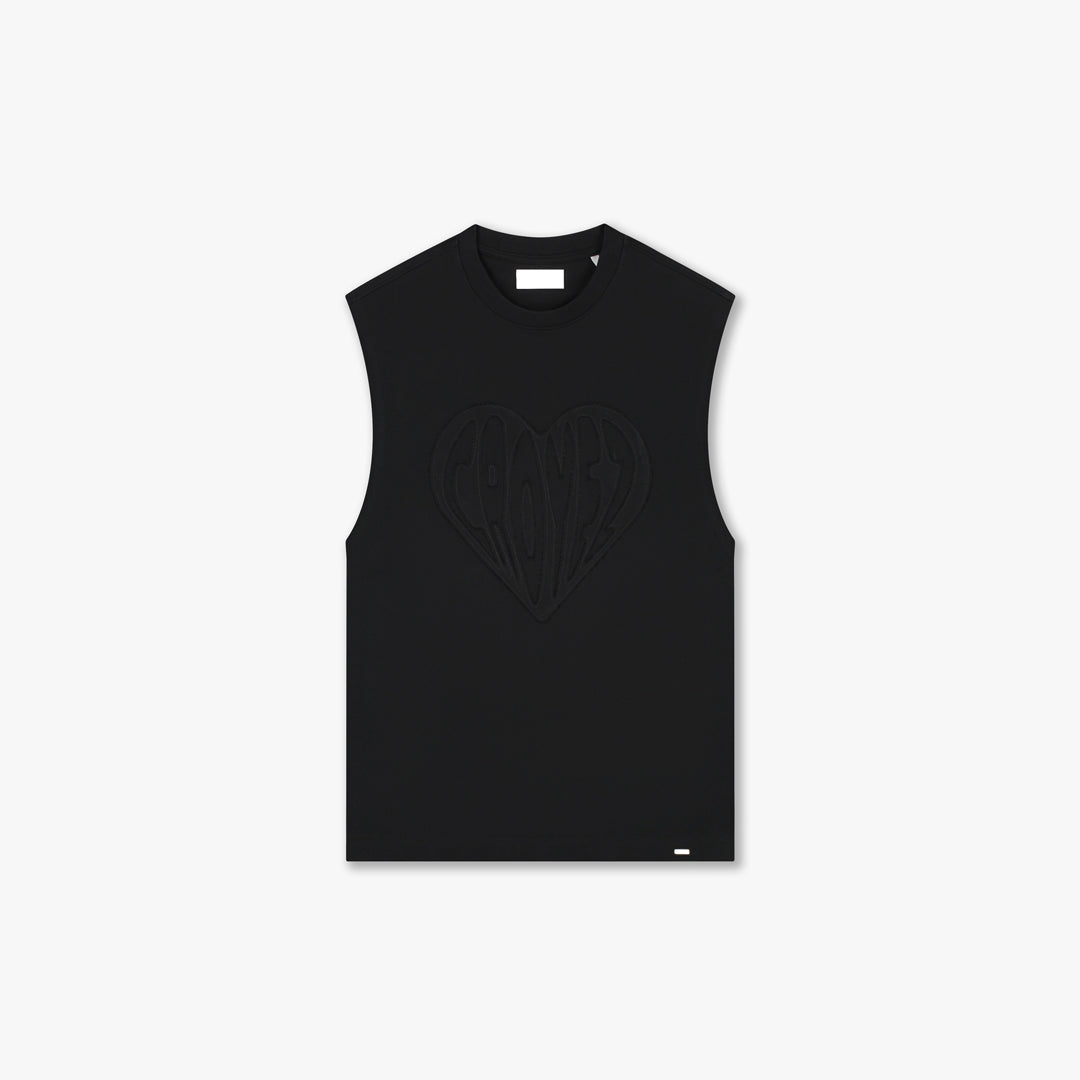  Croyez Cutout Heart Sleeveless T-Shirt | Black