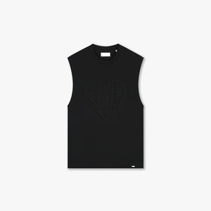 Croyez Cutout Heart Sleeveless T-Shirt | Black