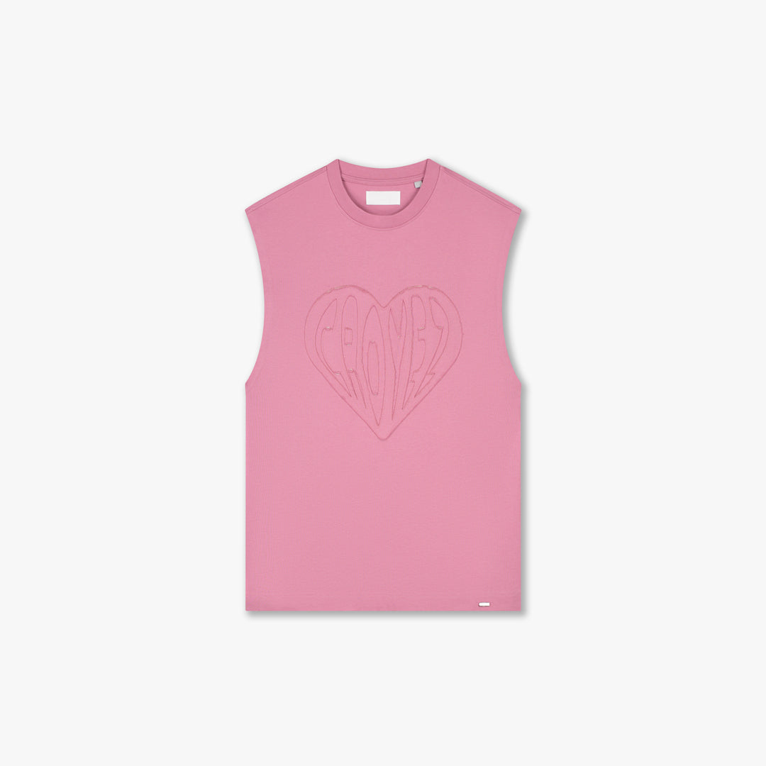  Croyez Cutout Heart Sleeveless T-Shirt | Mauve