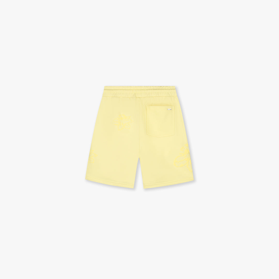 Croyez Initial Flower Shorts | Butter Yellow