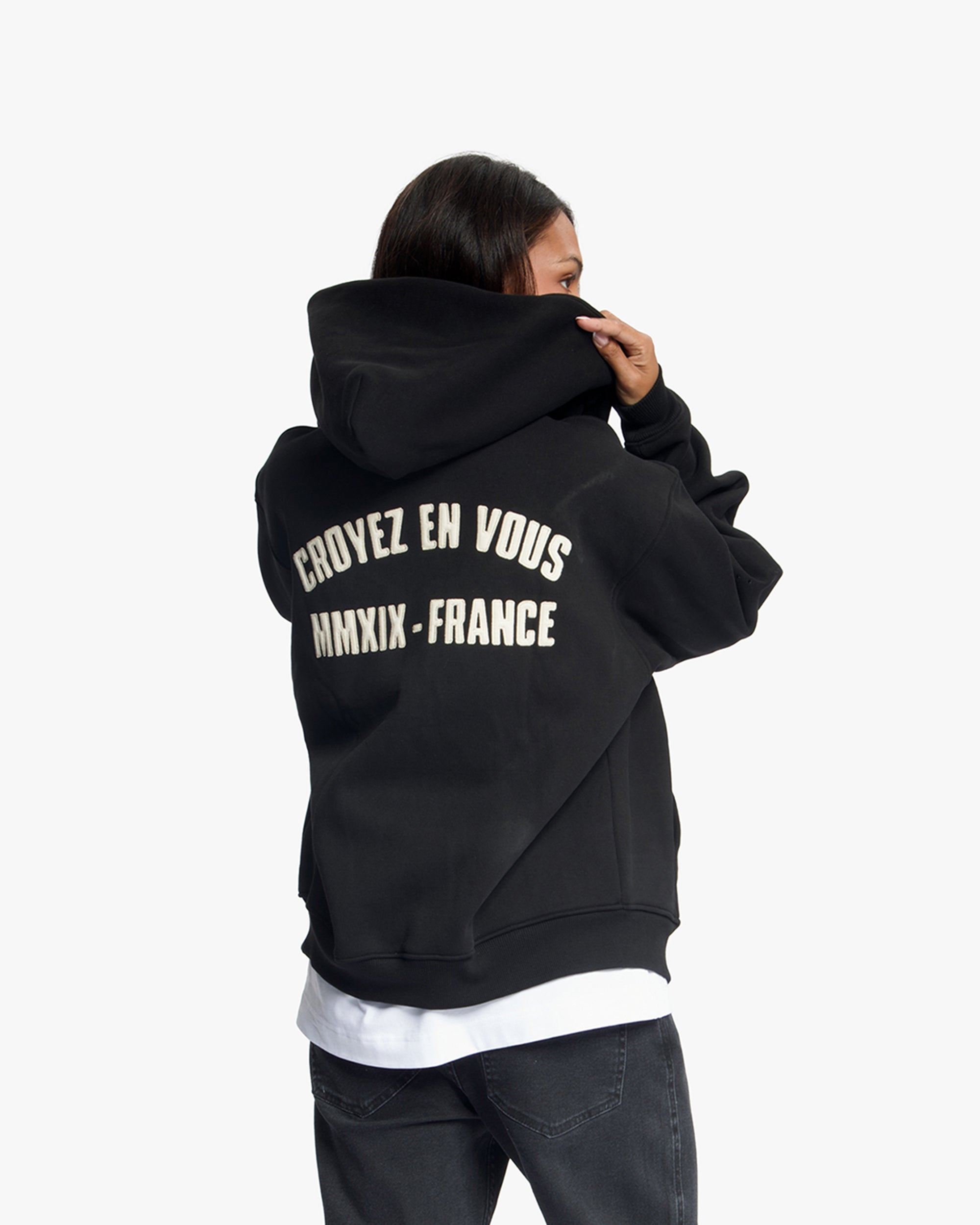 Croyez Rhinestone Zip Hoodie | Black