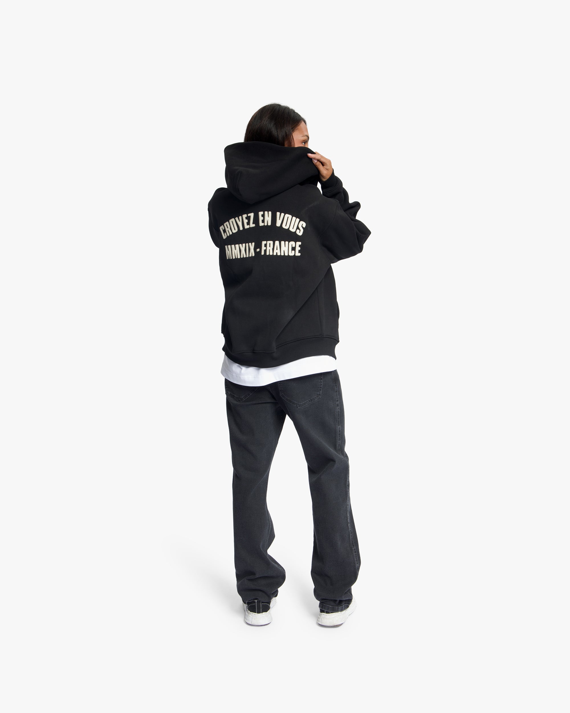 Croyez Rhinestone Zip Hoodie | Black