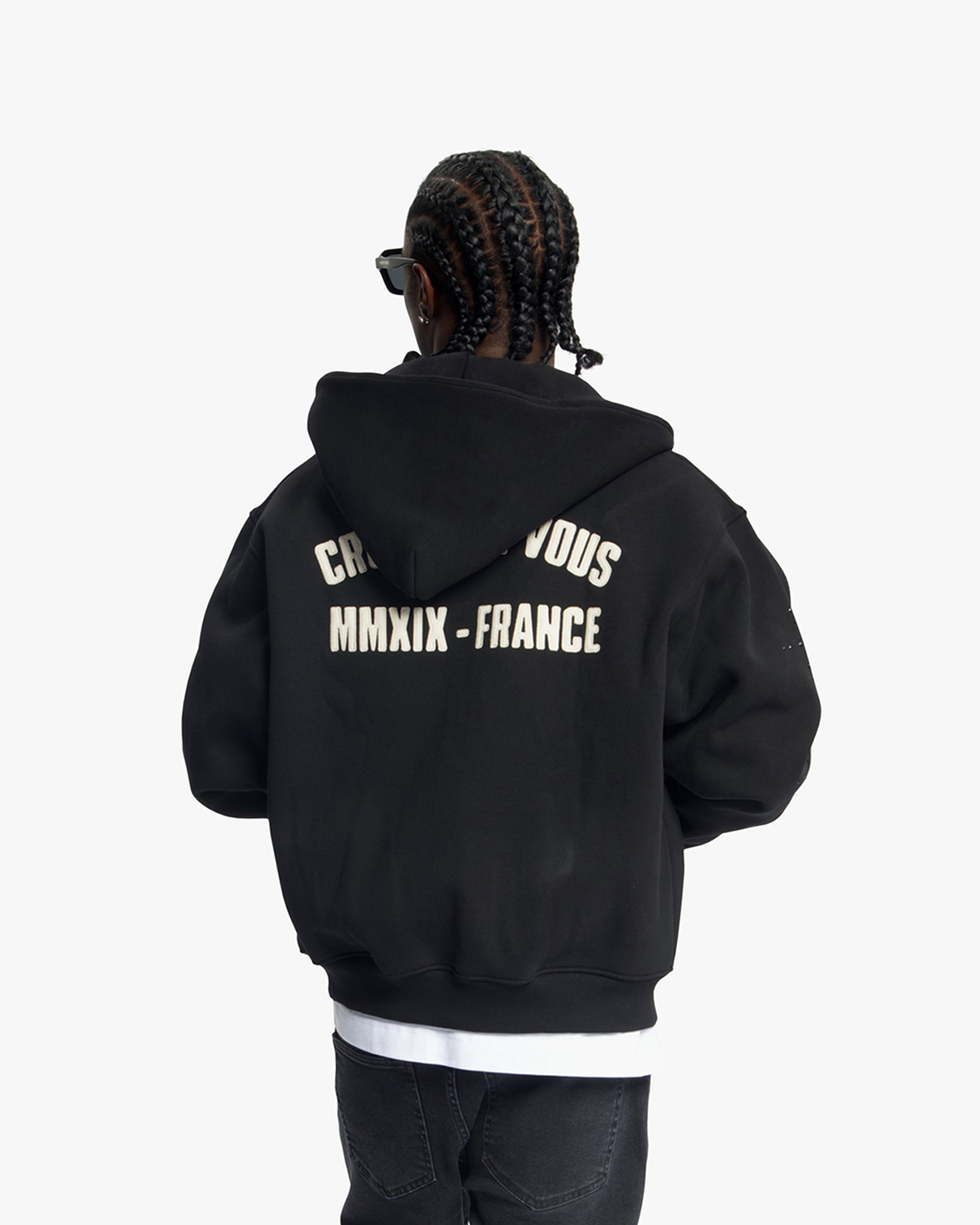 Croyez Rhinestone Zip Hoodie | Black
