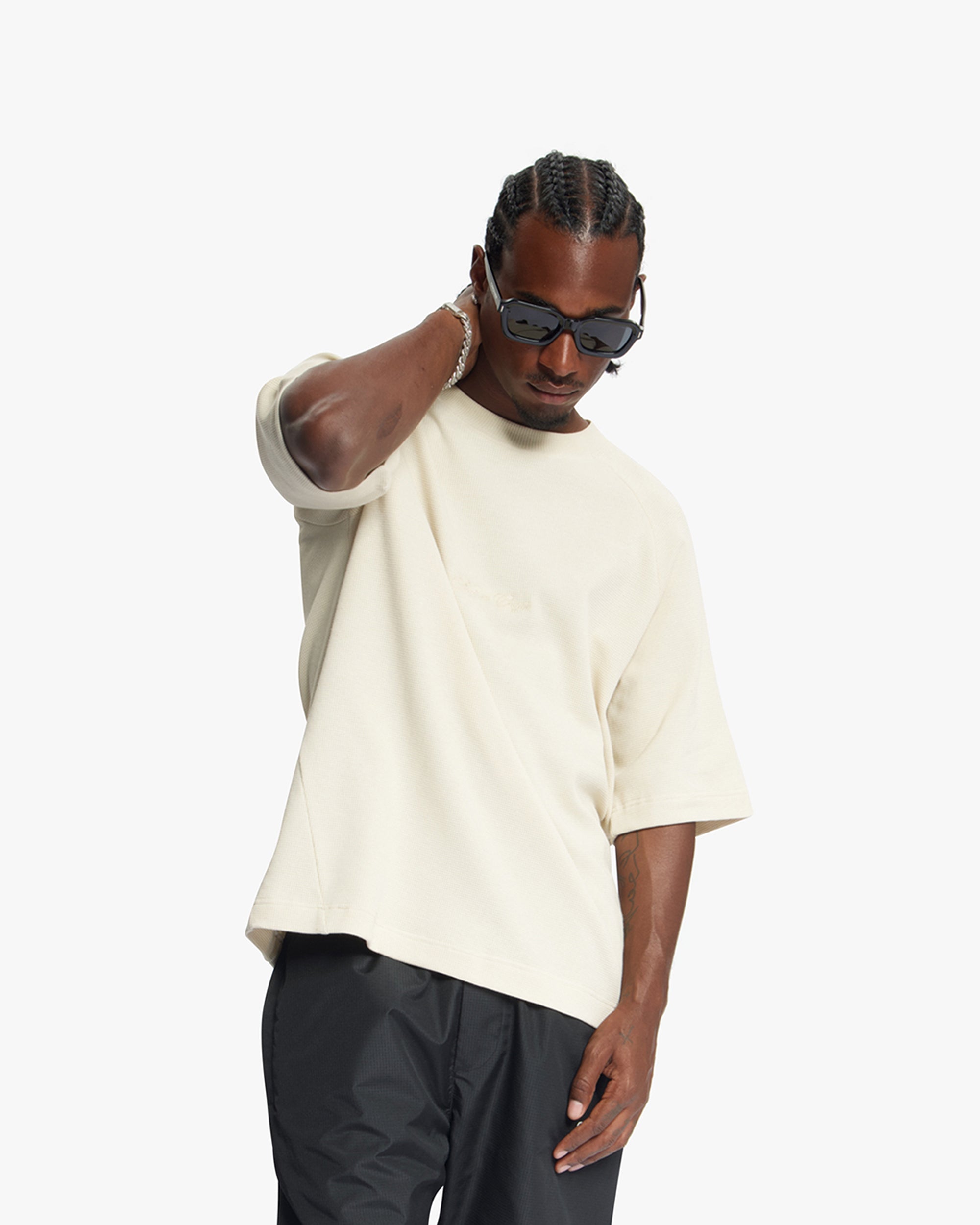 Croyez Waffle Raglan T-Shirt | Light Beige