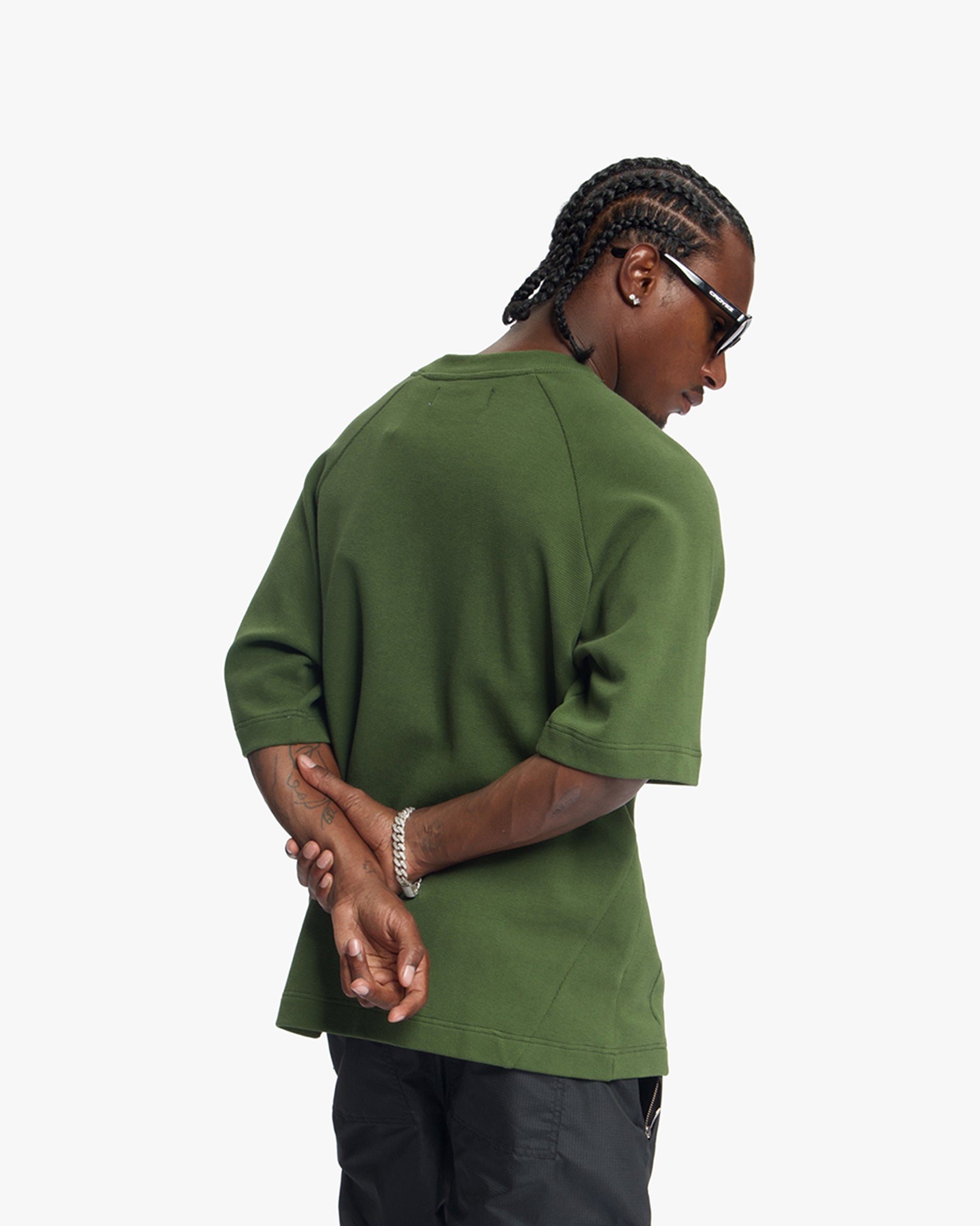 Croyez Waffle Raglan T-Shirt | Forest Green