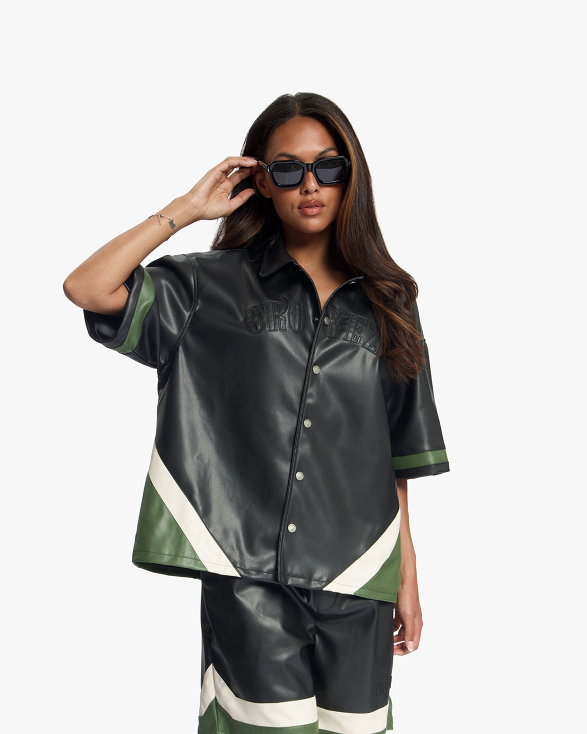Croyez Logo Leather Shirt | Black