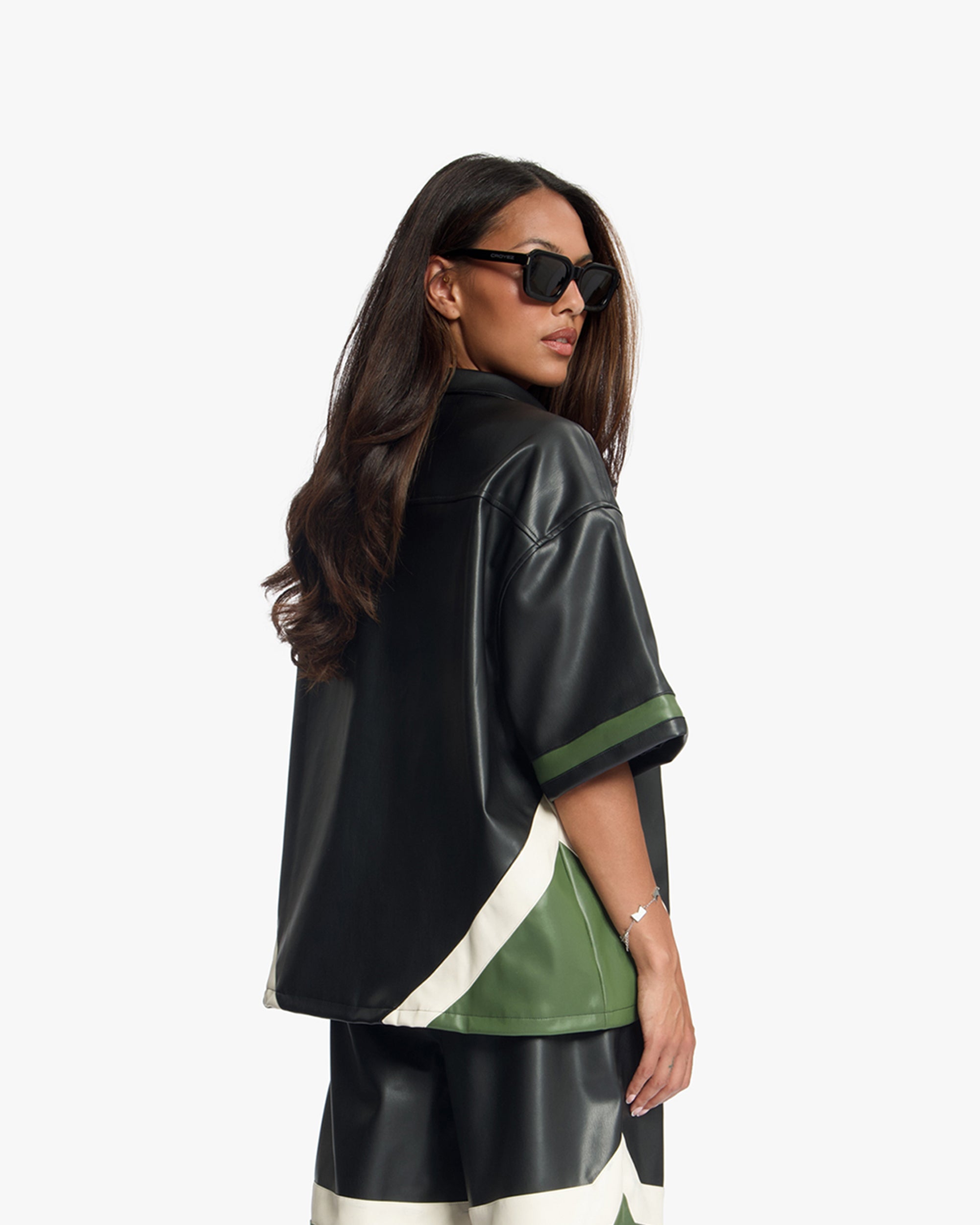 Croyez Logo Leather Shirt | Black