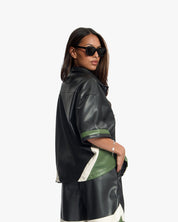 Croyez Logo Leather Shirt | Black