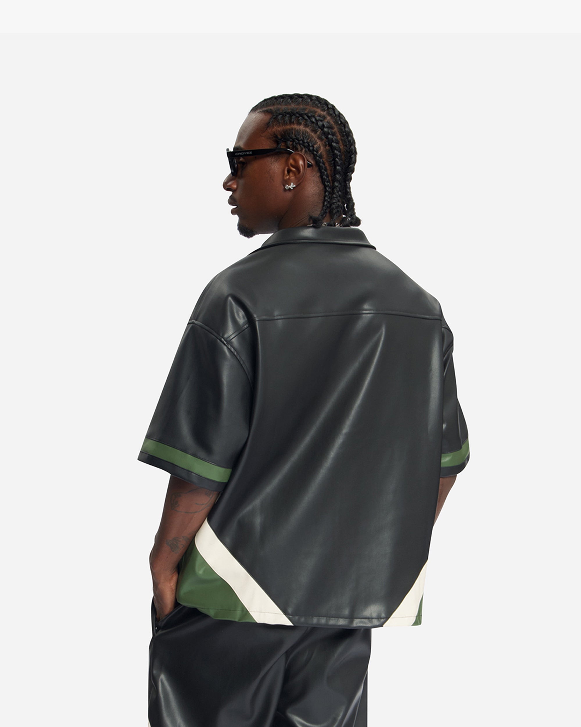 Croyez Logo Leather Shirt | Black