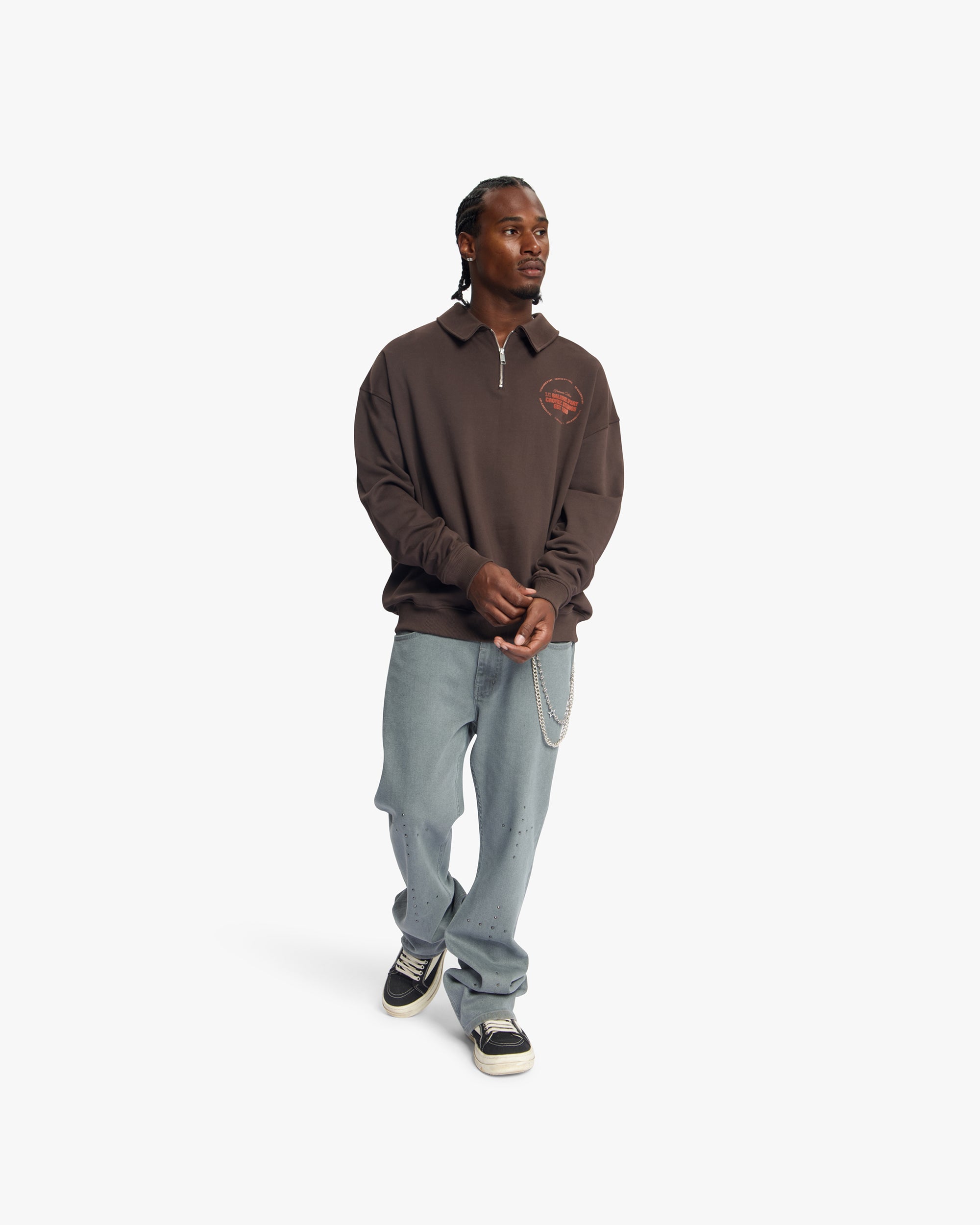 Croyez Le Galerie D'Art Half-Zip Sweater | Brown