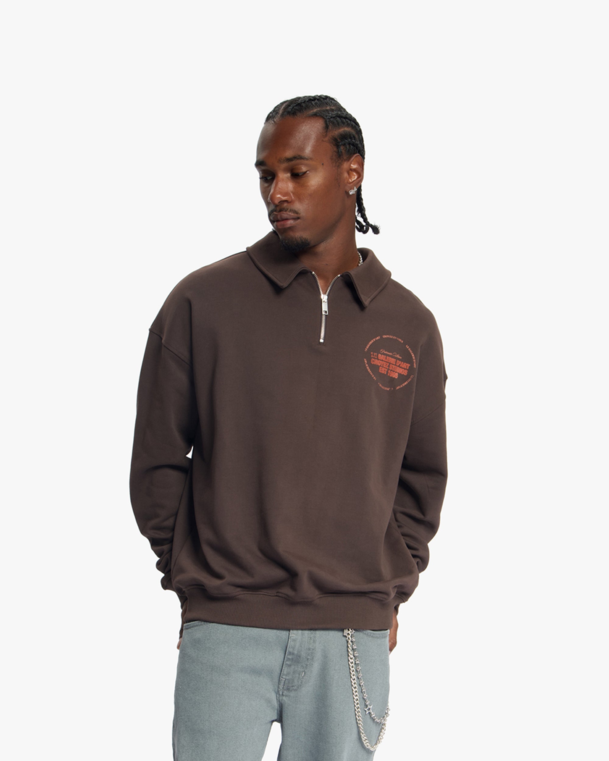 Croyez Le Galerie D'Art Half-Zip Sweater | Brown