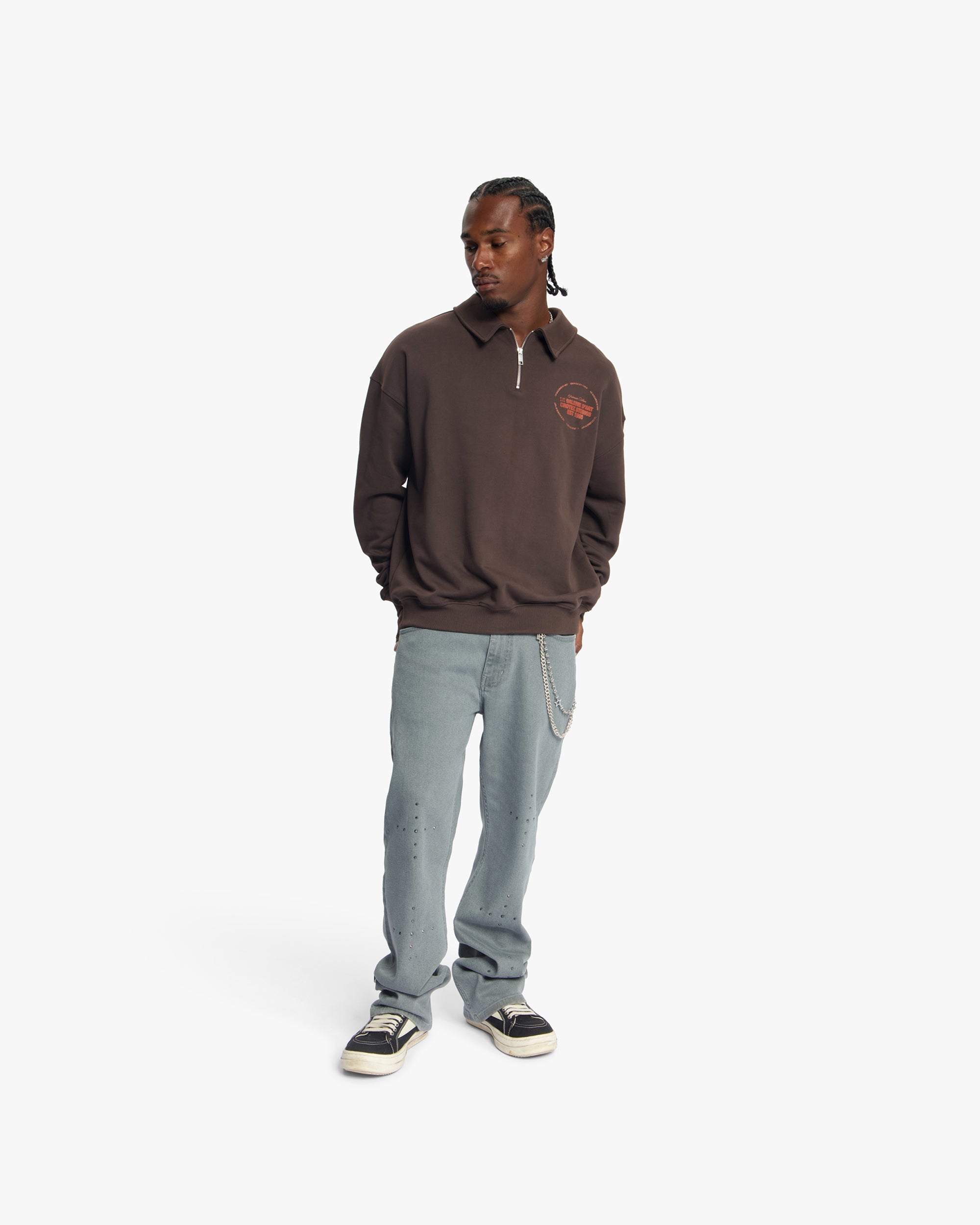 Croyez Le Galerie D'Art Half-Zip Sweater | Brown