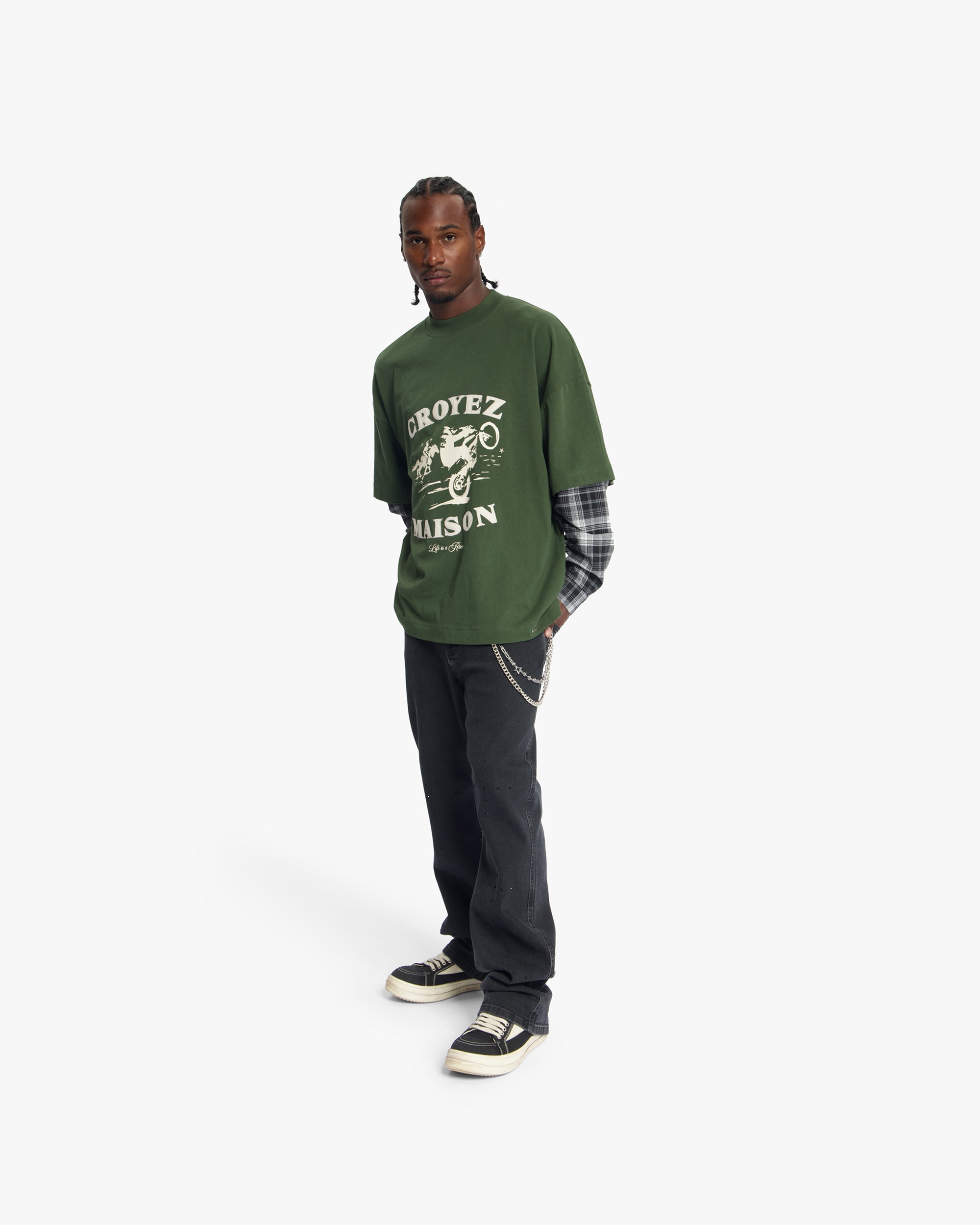Croyez Layered Race T-Shirt | Forest Green