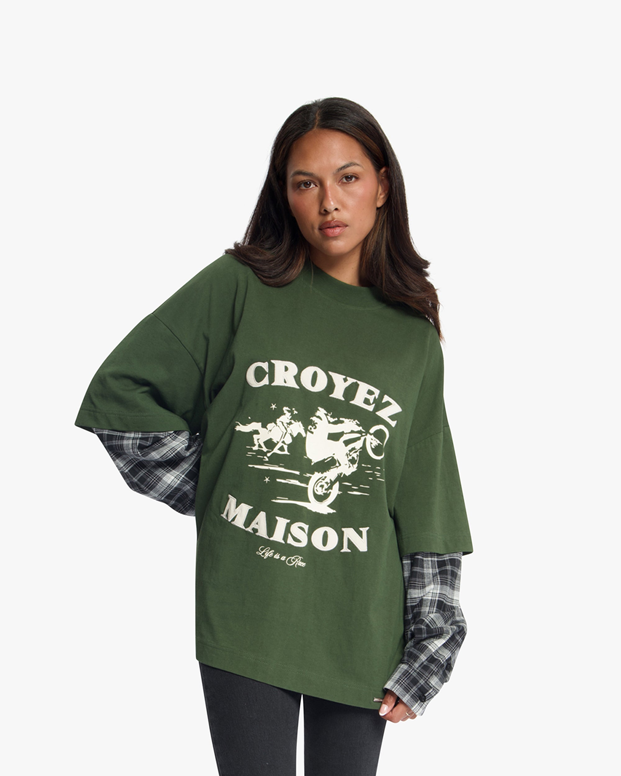 Croyez Layered Race T-Shirt | Forest Green
