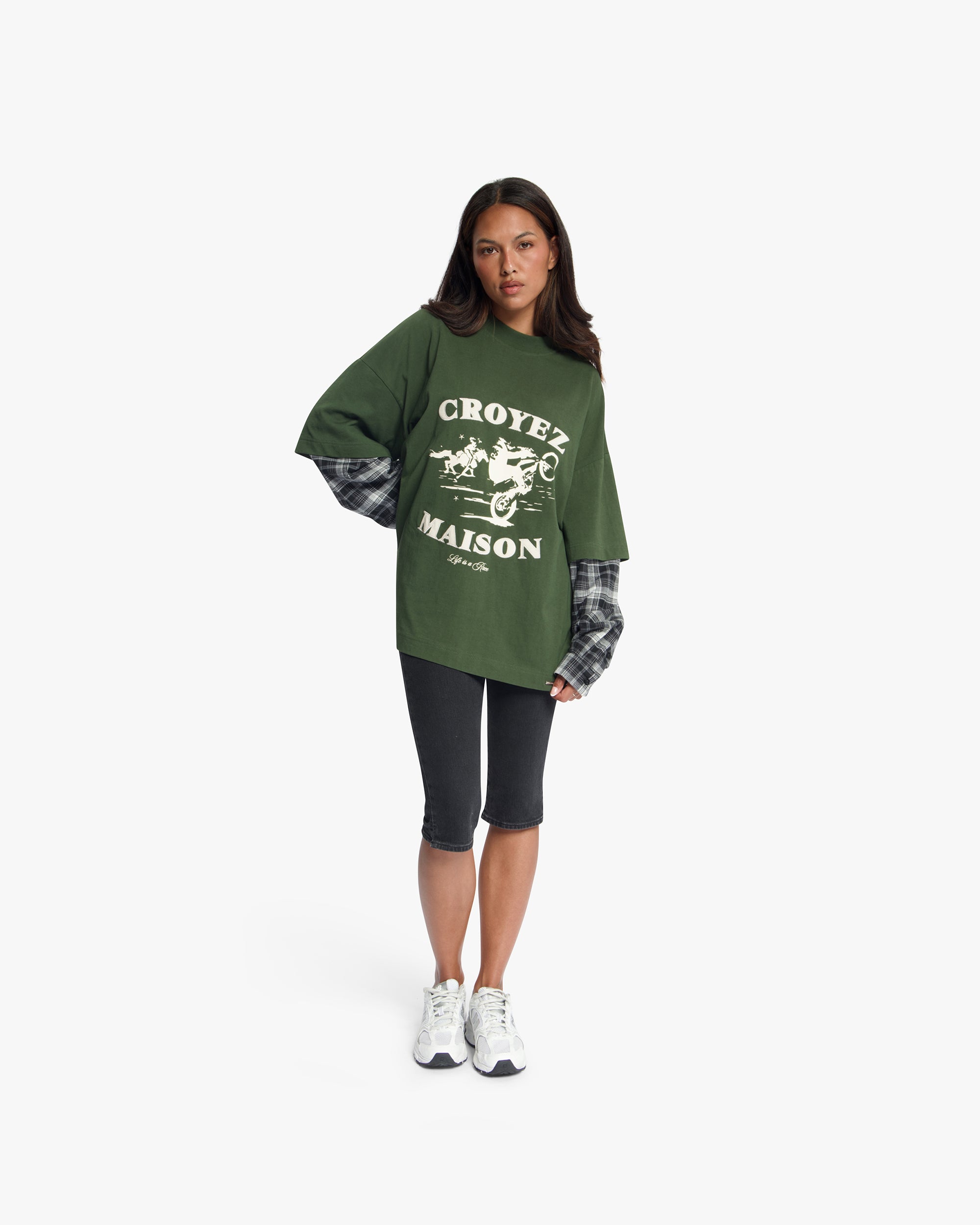 Croyez Layered Race T-Shirt | Forest Green