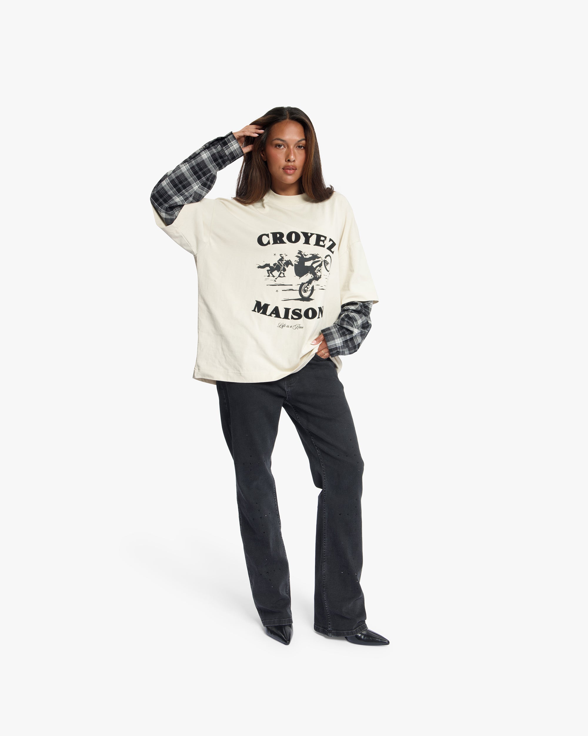 Croyez Layered Race T-Shirt | Light Beige
