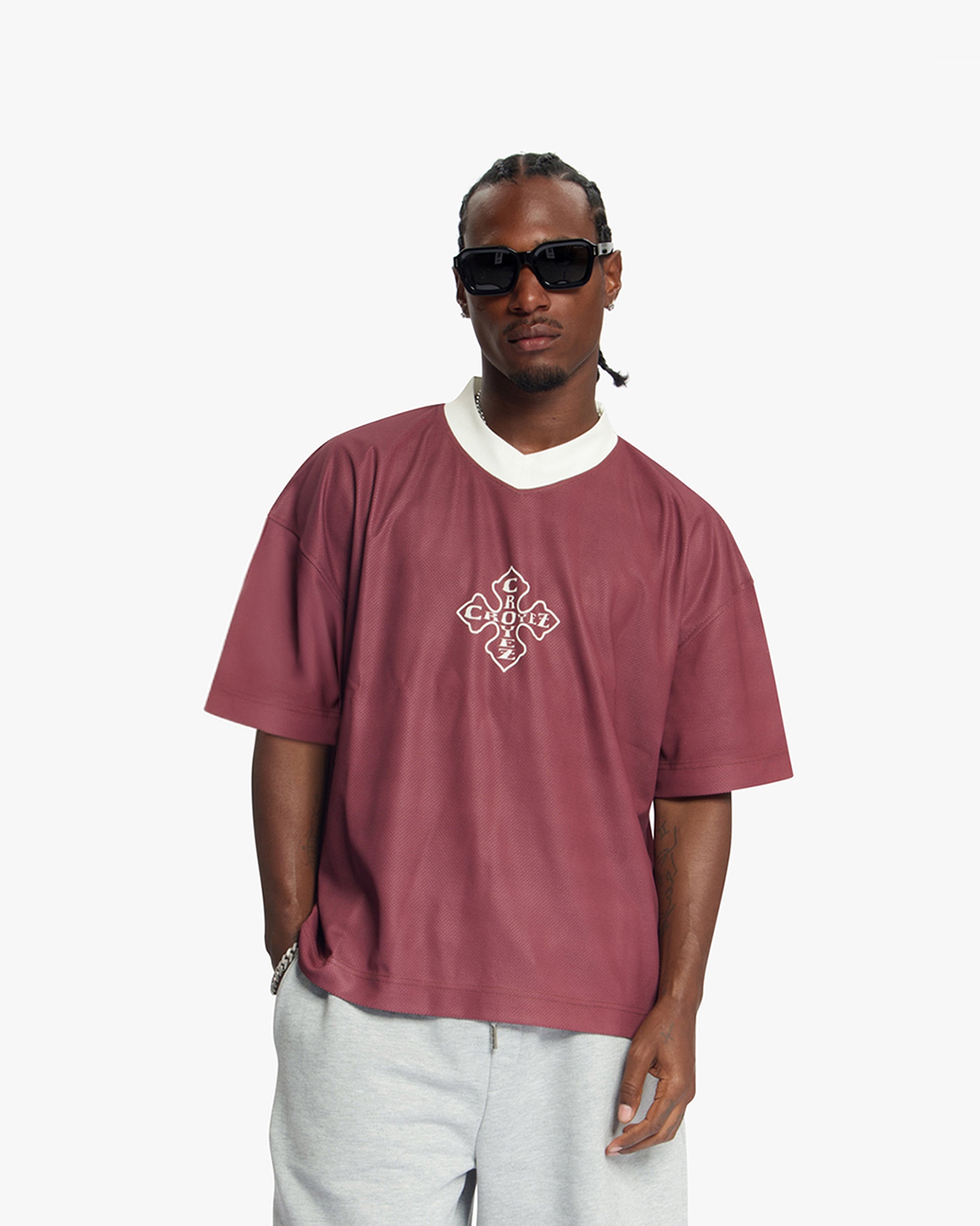 Croyez Camo Mesh Jersey | Cherry/Off-White