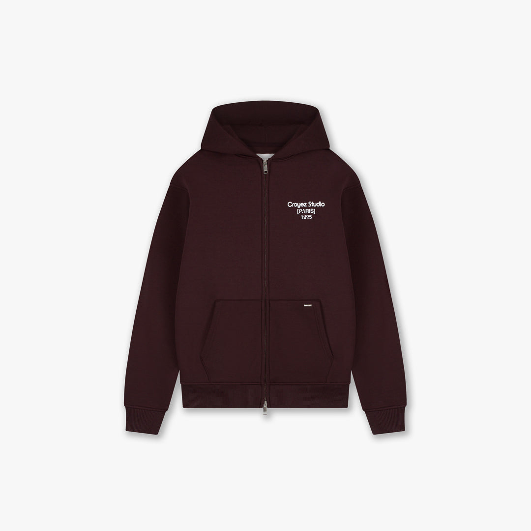  Croyez Studio Damaged Zip Hoodie | Raisin Red