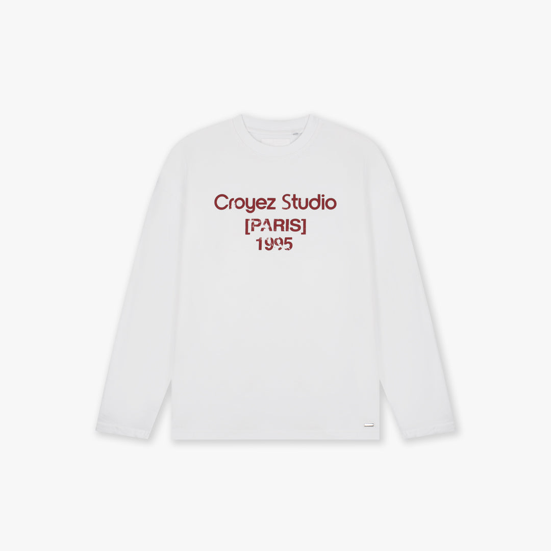  Croyez Studio Damaged Longsleeve T-Shirt | White/Cherry