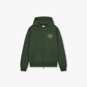 Croyez Stitched Heart Zip Hoodie | Forest Green
