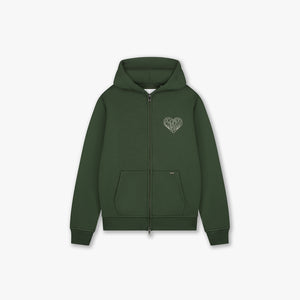 Croyez Stitched Heart Zip Hoodie | Forest Green