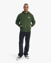 Croyez Stitched Heart Zip Hoodie | Forest Green