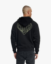 Croyez Stitched Heart Zip Hoodie | Black/LightYellow