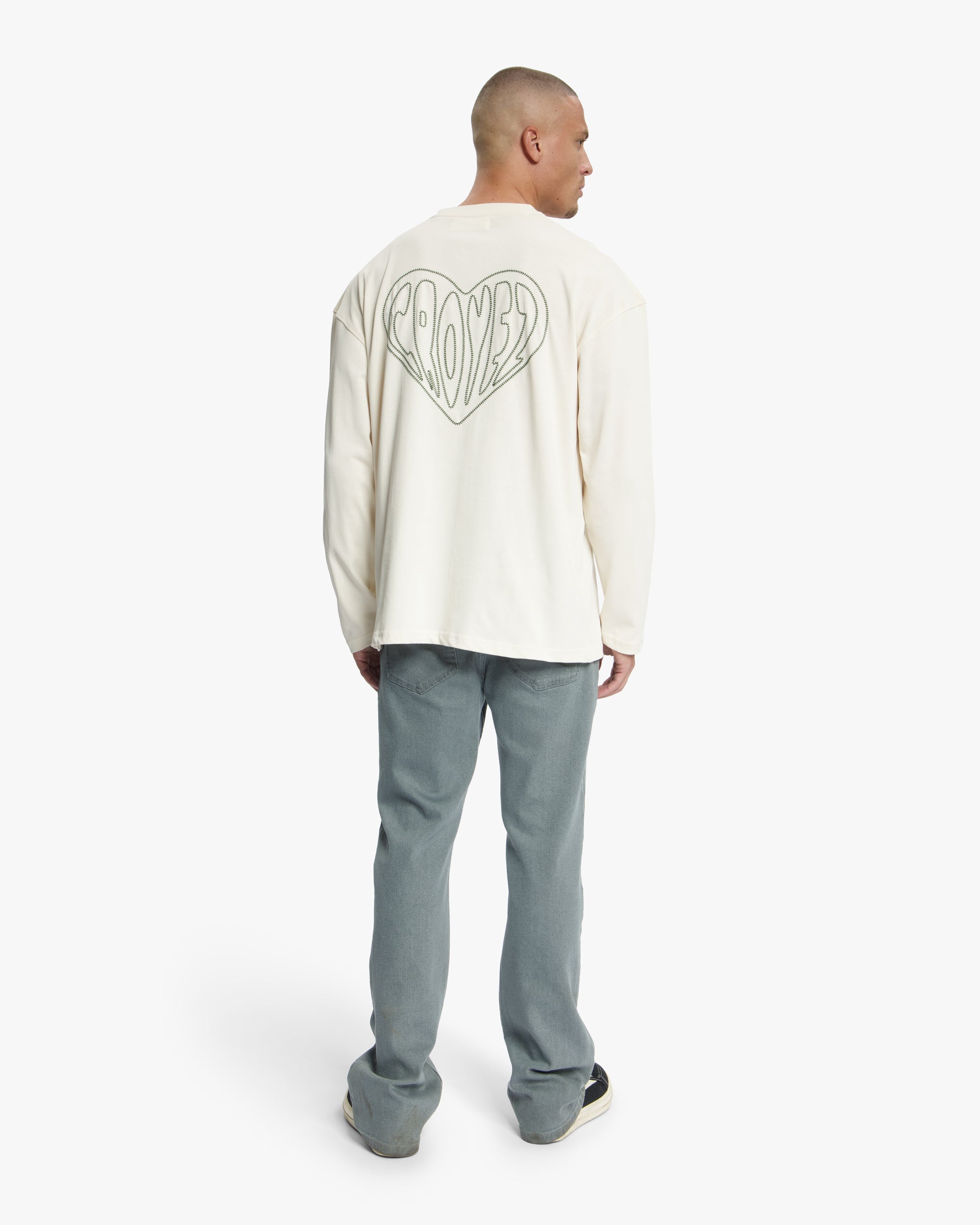 Croyez Stitched Heart Longsleeve T-Shirt | Light Beige