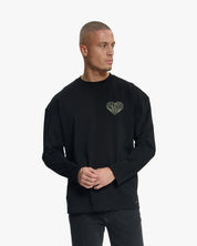 Croyez Stitched Heart Longsleeve T-Shirt | Black