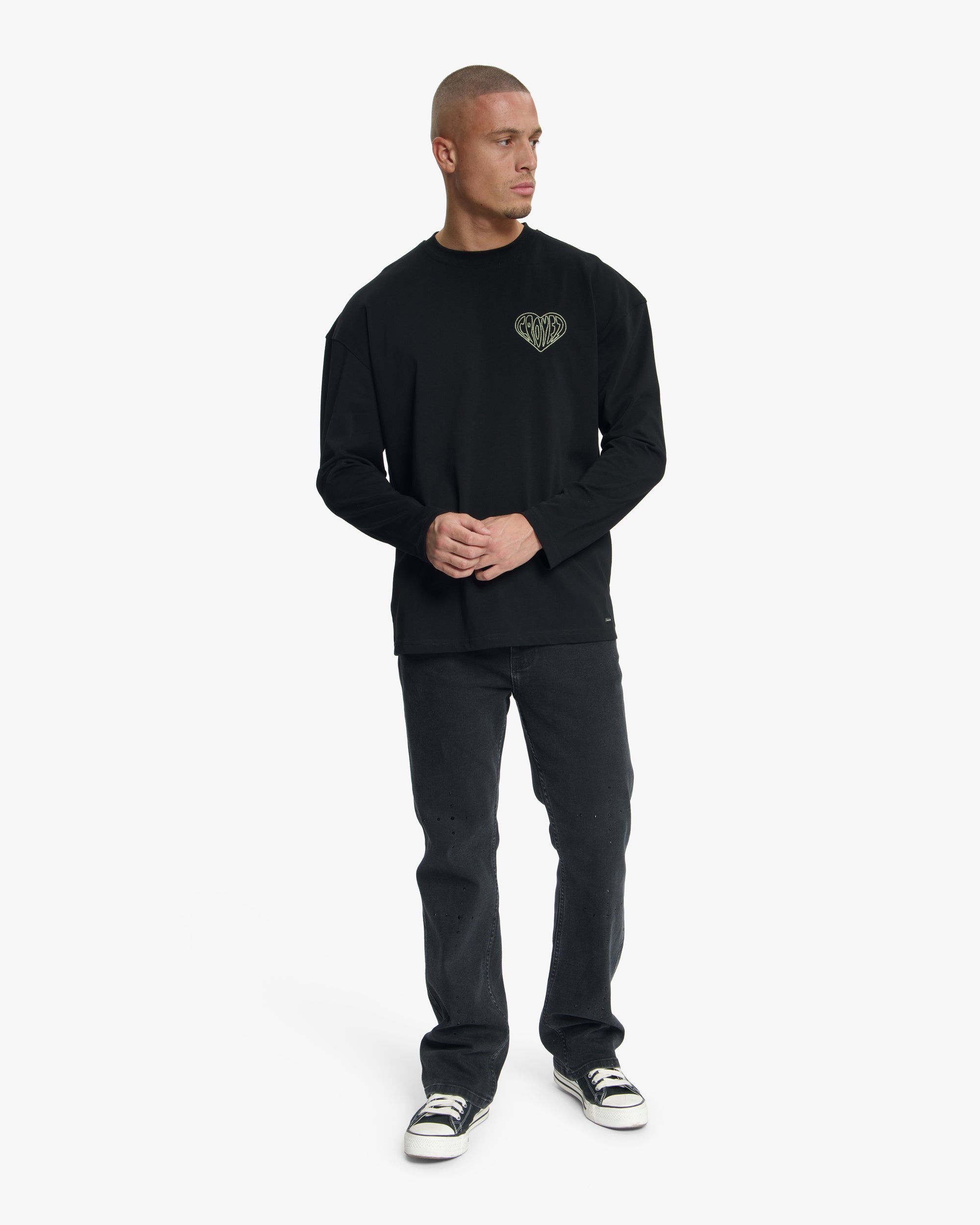 Croyez Stitched Heart Longsleeve T-Shirt | Black